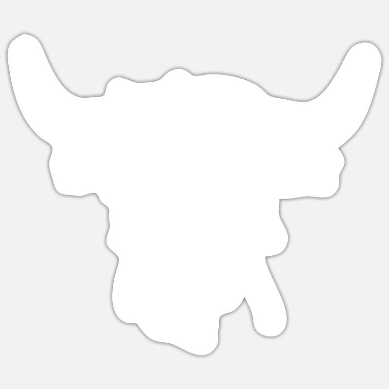 Vache écossaise des Highlands - Sticker taille S (10 x 10 cm) - blanc mat