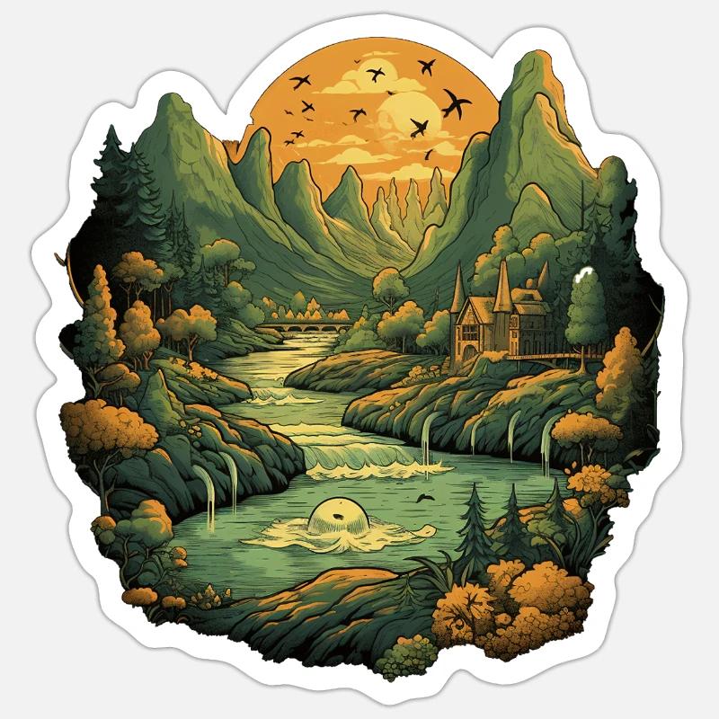 Landscape - Sticker size S (10 x 10 cm) - white matte