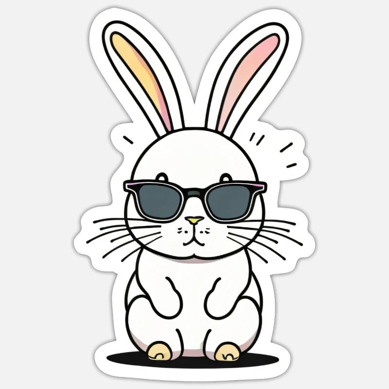 Rabbit sunglasses - Sticker size S (10 x 10 cm) - white matte