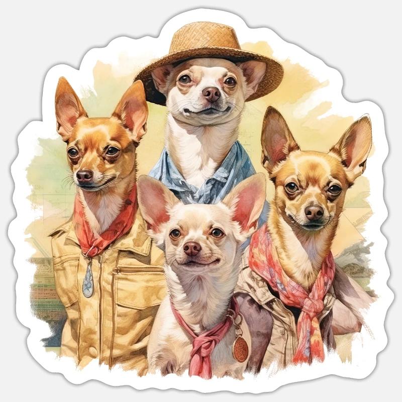 Drôles de chiens - Sticker taille S (10 x 10 cm) - blanc mat