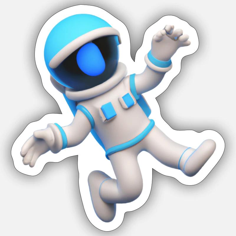 3D Astronaut - Sticker Größe S (10 x 10 cm) - Mattweiß