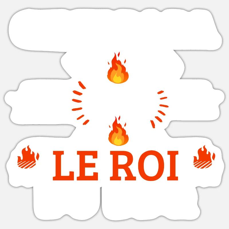 LE ROI du BBQ c'est papa - Sticker taille S (10 x 10 cm) - blanc mat