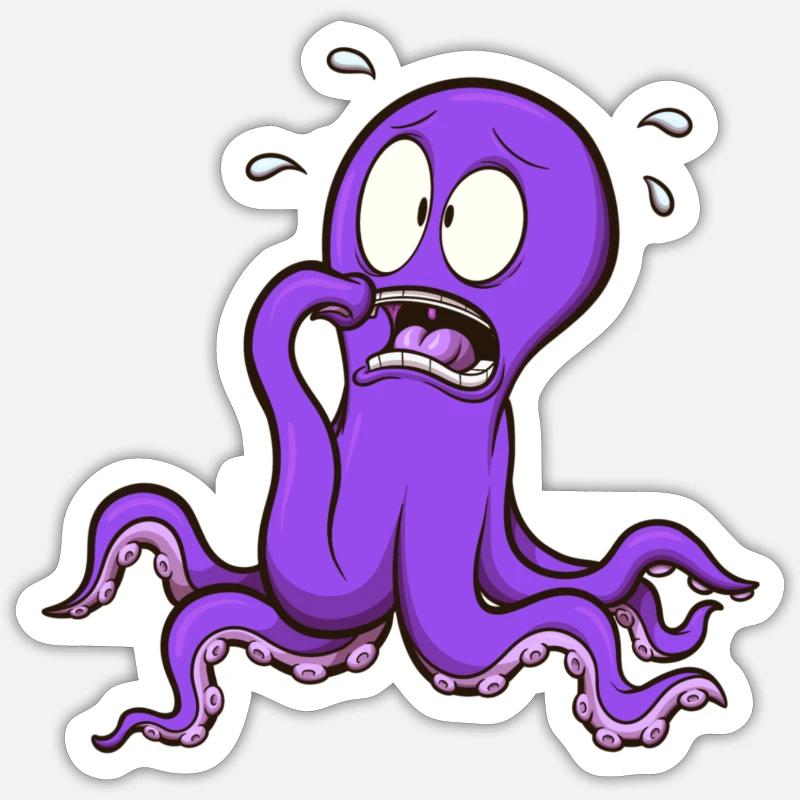 Scared Octopus Sticker size S (10 x 10 cm)