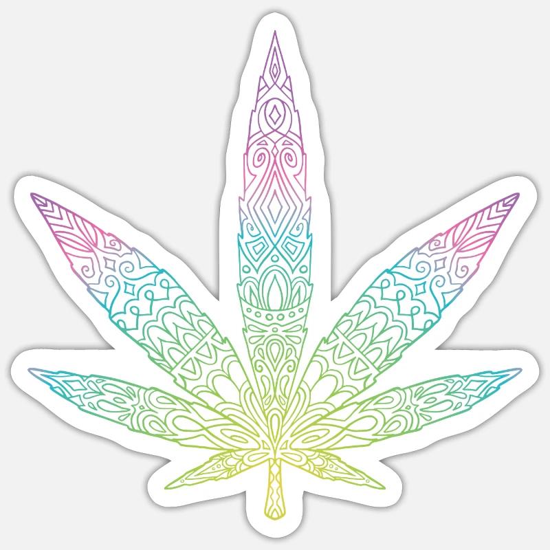 Cannabis - Sticker taille S (10 x 10 cm) - blanc mat