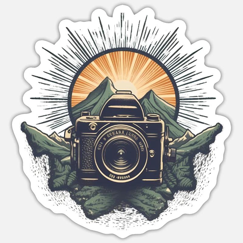 Cool retro camera logo Sticker size S (10 x 10 cm)