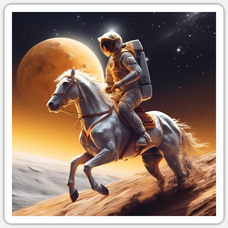 Le cheval de l’espace et son cavalier Sticker taille S (10 x 10 cm)