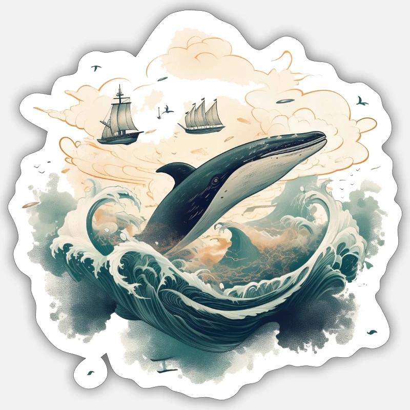 Baleine - Sticker taille S (10 x 10 cm) - blanc mat