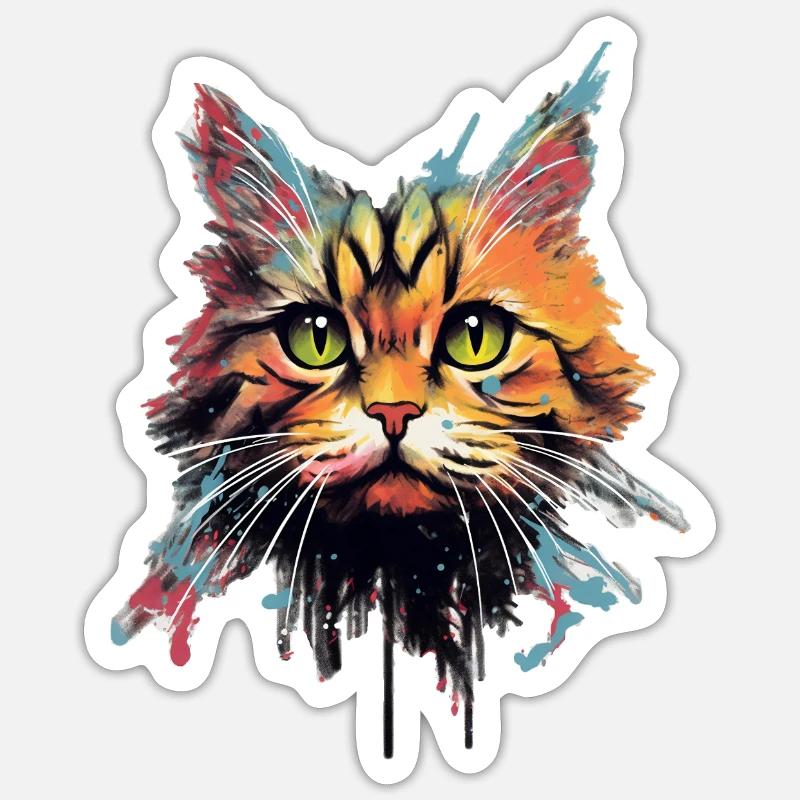 Chat - Sticker taille S (10 x 10 cm) - blanc mat