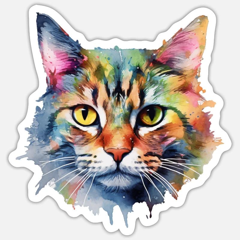 Chat - Sticker taille S (10 x 10 cm) - blanc mat
