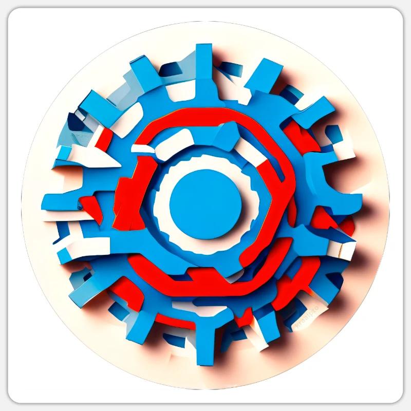 Abstract Psychedelic Gear Wheel - Sticker Größe S (10 x 10 cm) - Mattweiß