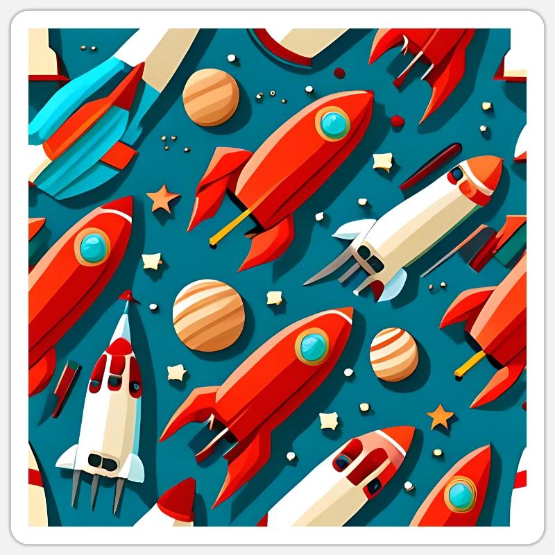 Star Ship Pattern Sticker size S (10 x 10 cm)