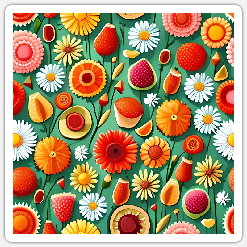 Summer Floral Pattern Sticker size S (10 x 10 cm)