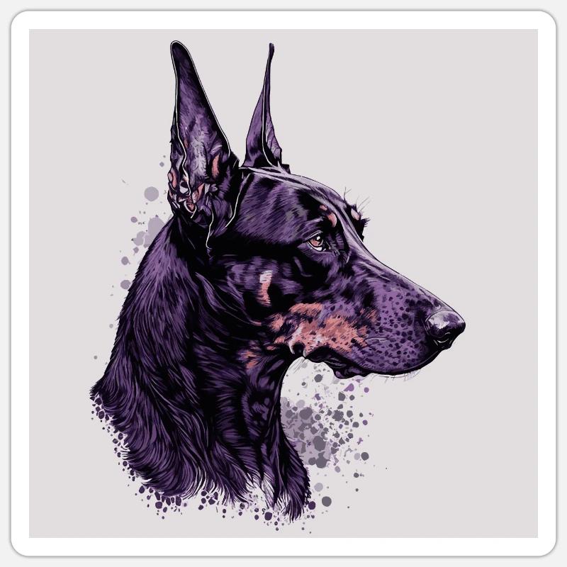 Stolzer Dobermann - Sticker Größe S (10 x 10 cm) - Mattweiß