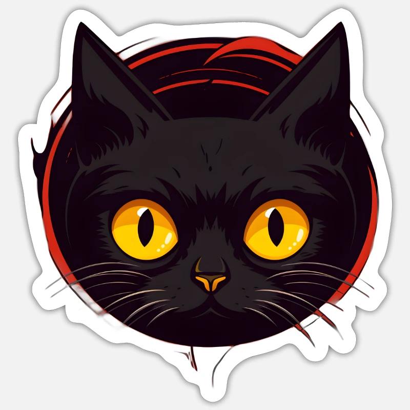 Curious Black Cat - Sticker size S (10 x 10 cm) - white matte
