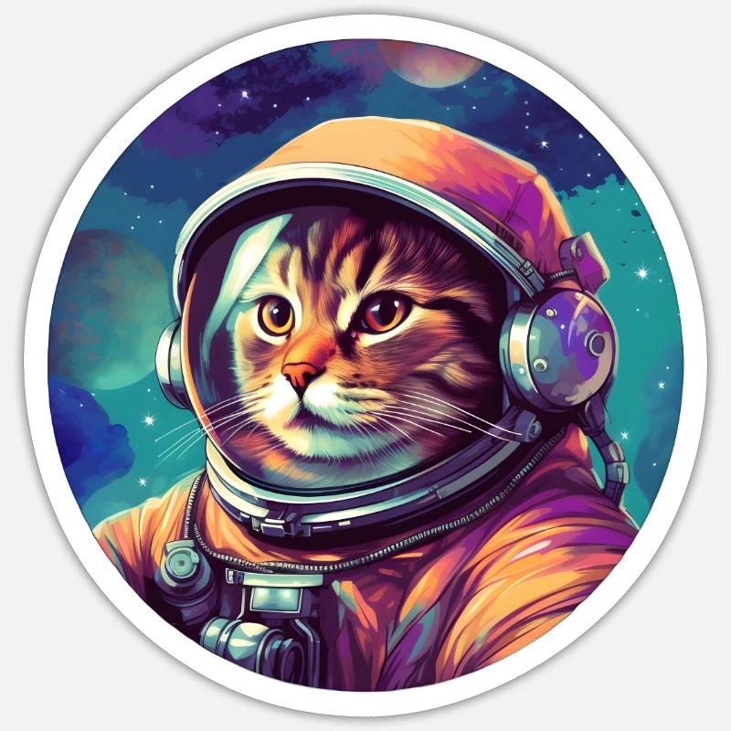 Cosmic Cat Explorer - Sticker taille S (10 x 10 cm) - blanc mat