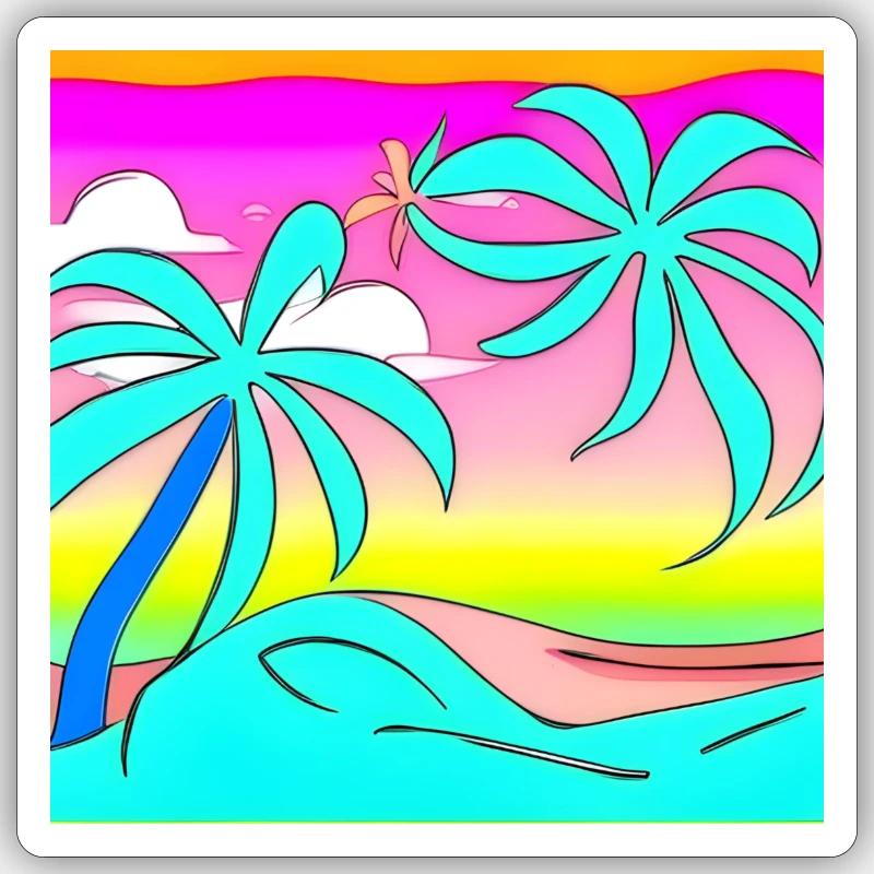 Psychedelic Palm Sticker Größe S (10 x 10 cm)