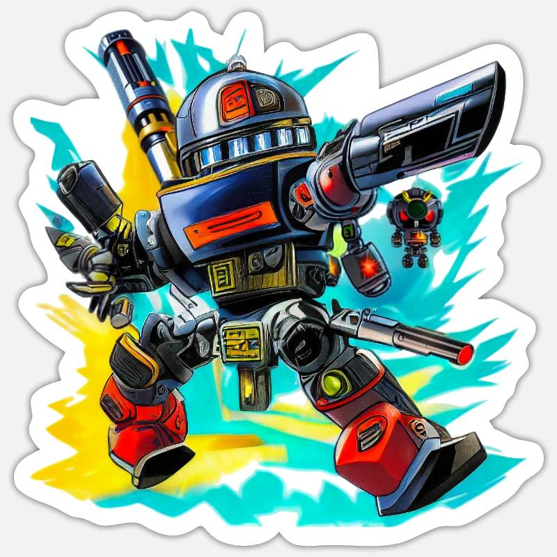 Evil Robot Série 008 - Sticker taille S (10 x 10 cm) - blanc mat