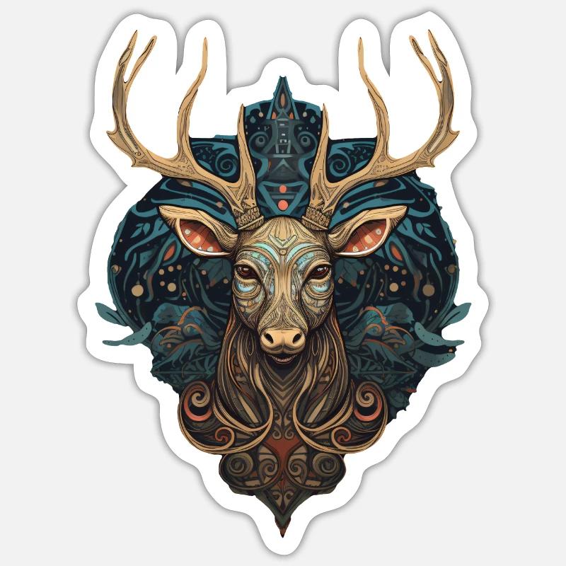 Cerf - Sticker taille S (10 x 10 cm) - blanc mat