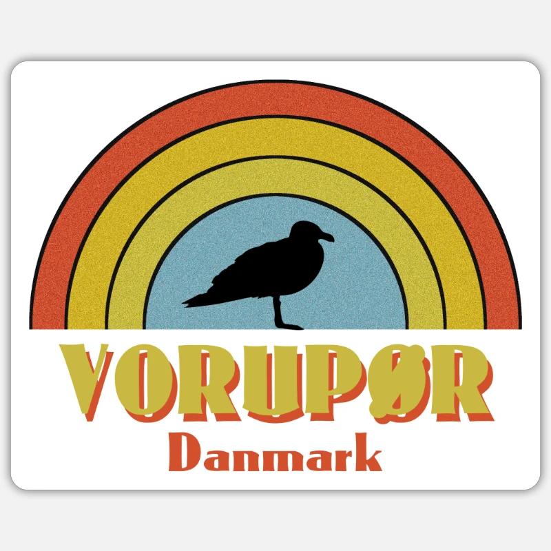 Vorupor Danemark - Sticker taille S (10 x 10 cm) - blanc mat