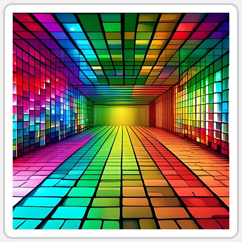 3D-Regenbogen-Quadrate - Sticker Größe S (10 x 10 cm) - Mattweiß