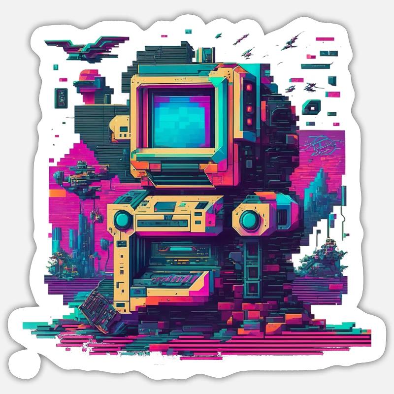Retro Tech - Sticker size S (10 x 10 cm) - white matte