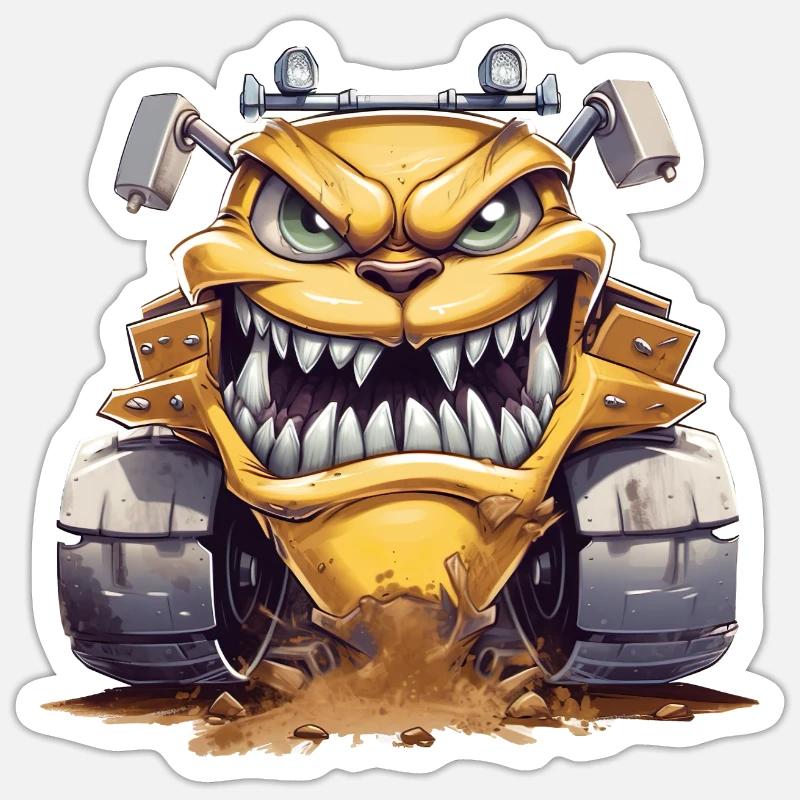 Aggressive construction machine shows its teeth Sticker size S (10 x 10 cm)