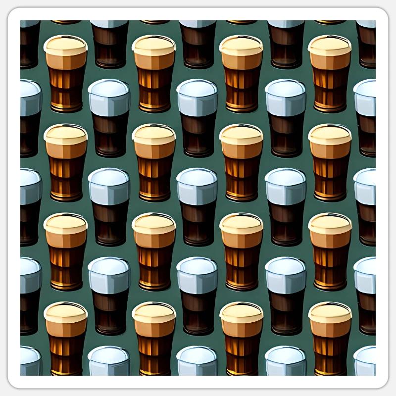 Beer Tankards Pattern - Sticker size S (10 x 10 cm) - white matte