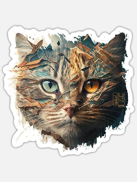 artstyle cat - Sticker Größe S (10 x 10 cm) - Mattweiß