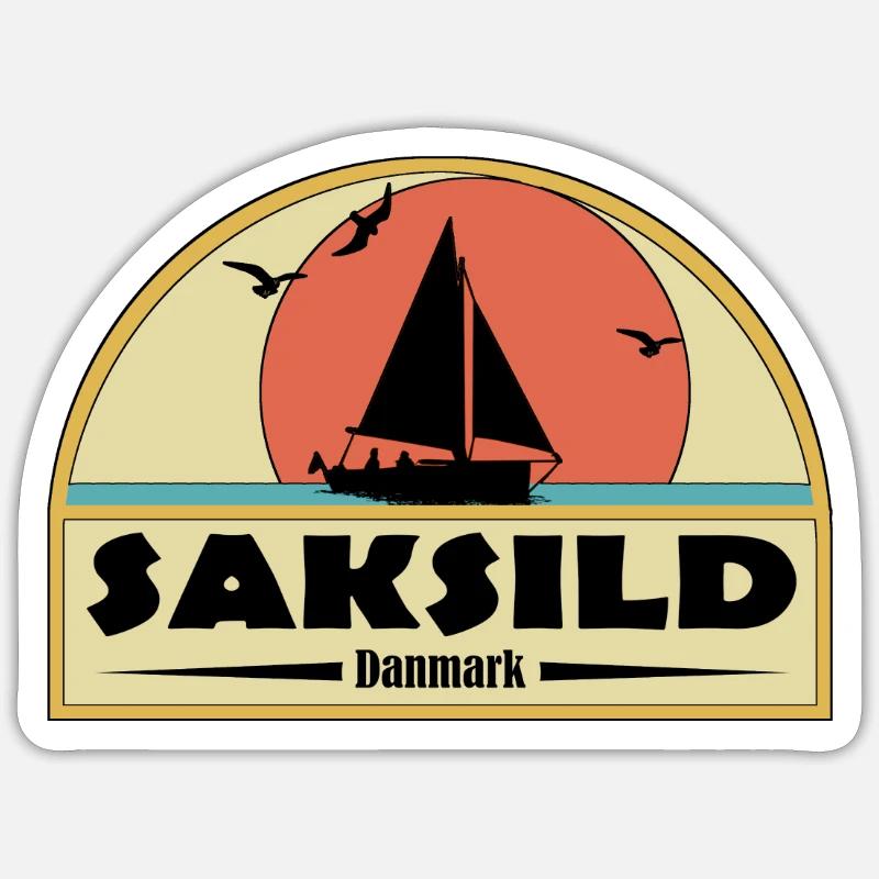 Saksild, Danemark - Sticker taille S (10 x 10 cm) - blanc mat
