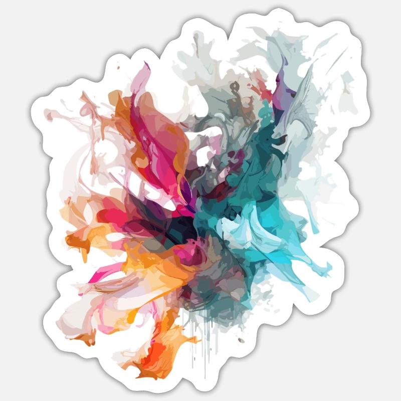 Art abstrait, tache de couleur, éclaboussure de couleur, créatif Sticker taille S (10 x 10 cm)
