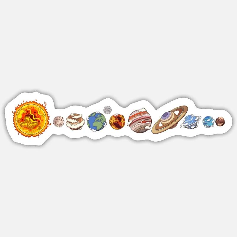 Système solaire - Sticker taille S (10 x 10 cm) - blanc mat
