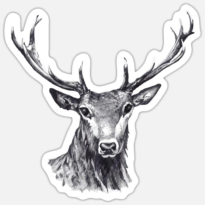 Cerf - Sticker taille S (10 x 10 cm) - blanc mat