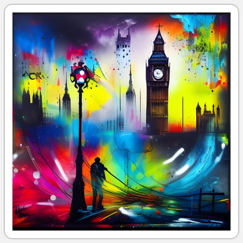 Big Ben Westminster London Graffiti Art Sticker size S (10 x 10 cm)