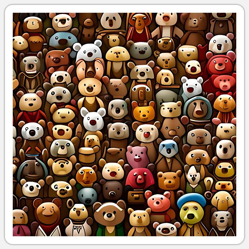Cuddly Teddy Bears Pattern - Sticker size S (10 x 10 cm) - white matte