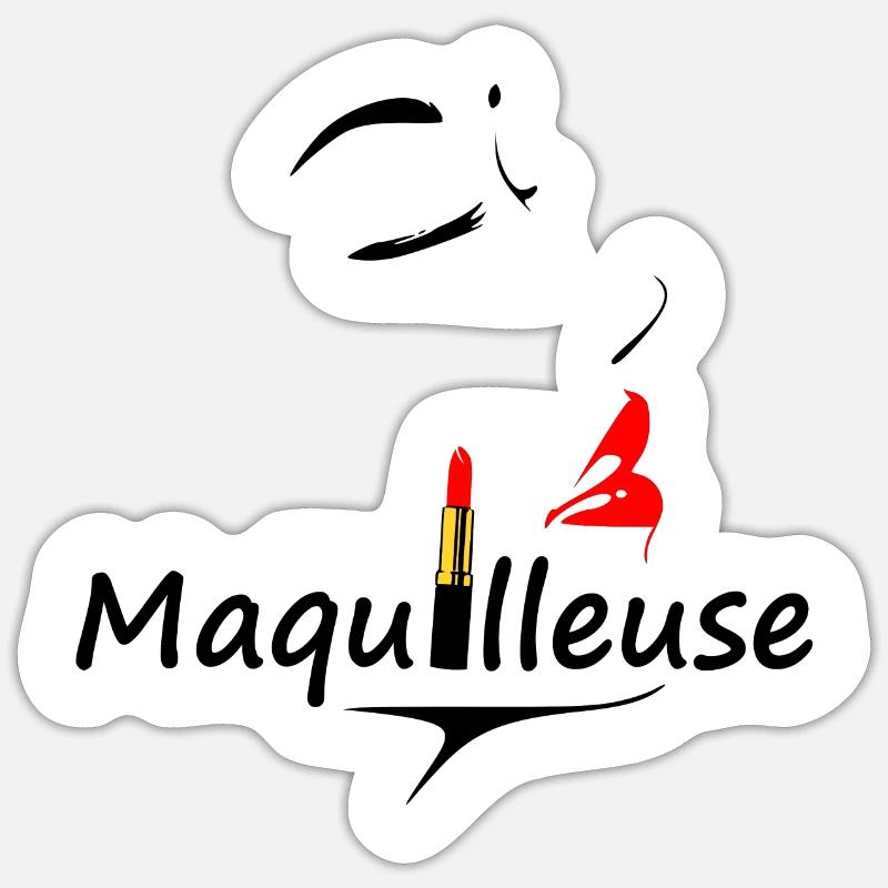 Maquilleuse - Sticker taille S (10 x 10 cm) - blanc mat