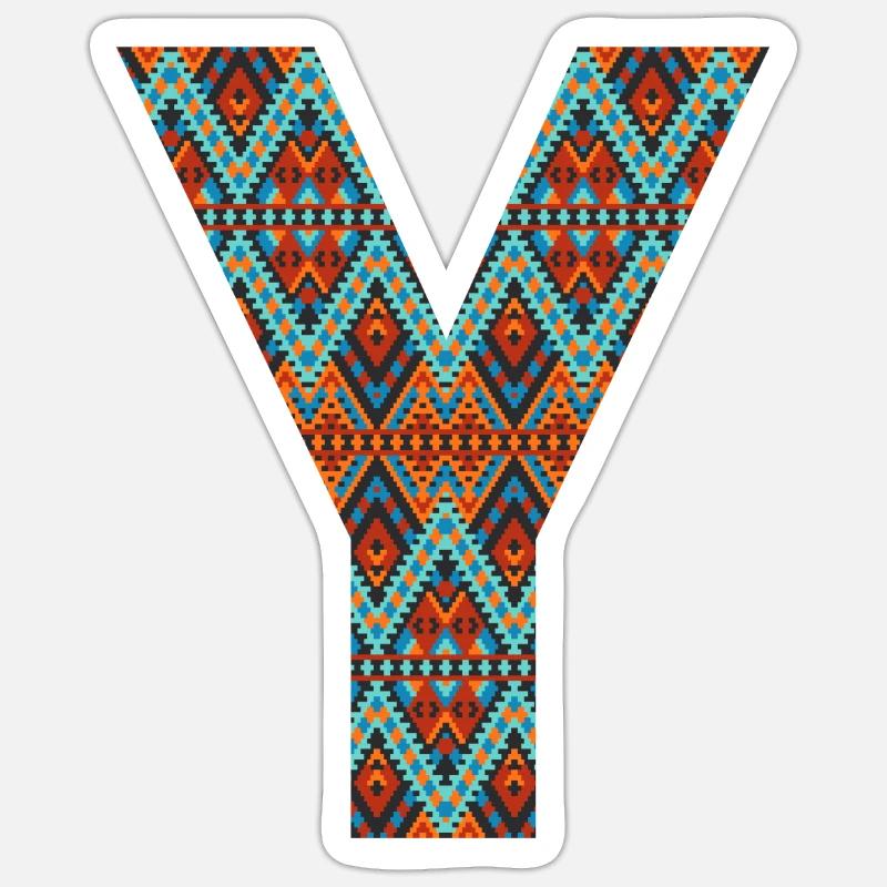Buchstabe Y- Boho-Design, buntes Monogramm Sticker Größe S (10 x 10 cm)