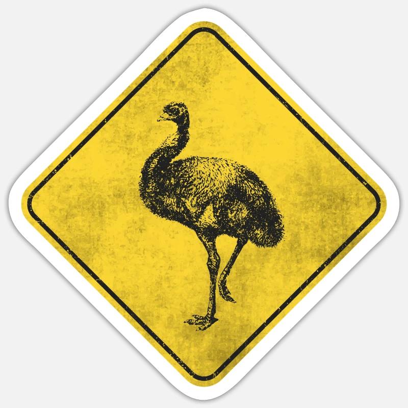 Émeu - Sticker taille S (10 x 10 cm) - blanc mat