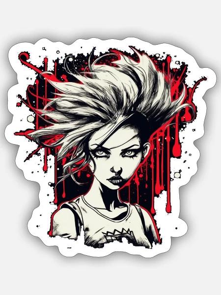 6 Weiblicher Punkrock - Sticker Größe S (10 x 10 cm) - Mattweiß