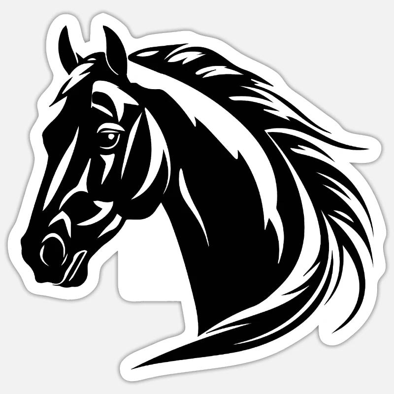 Pferd Pferdekopf Pony - Sticker Größe S (10 x 10 cm) - Mattweiß