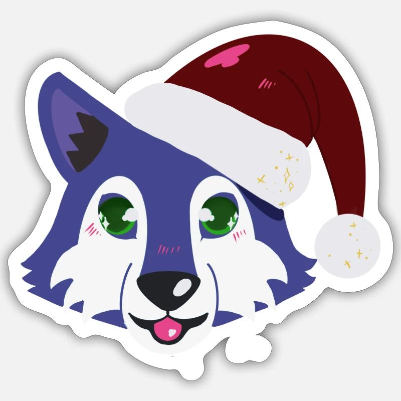 Der Weihnachtswolf Sticker Größe S (10 x 10 cm)