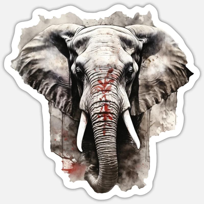 Elefant - Sticker Größe S (10 x 10 cm) - Mattweiß