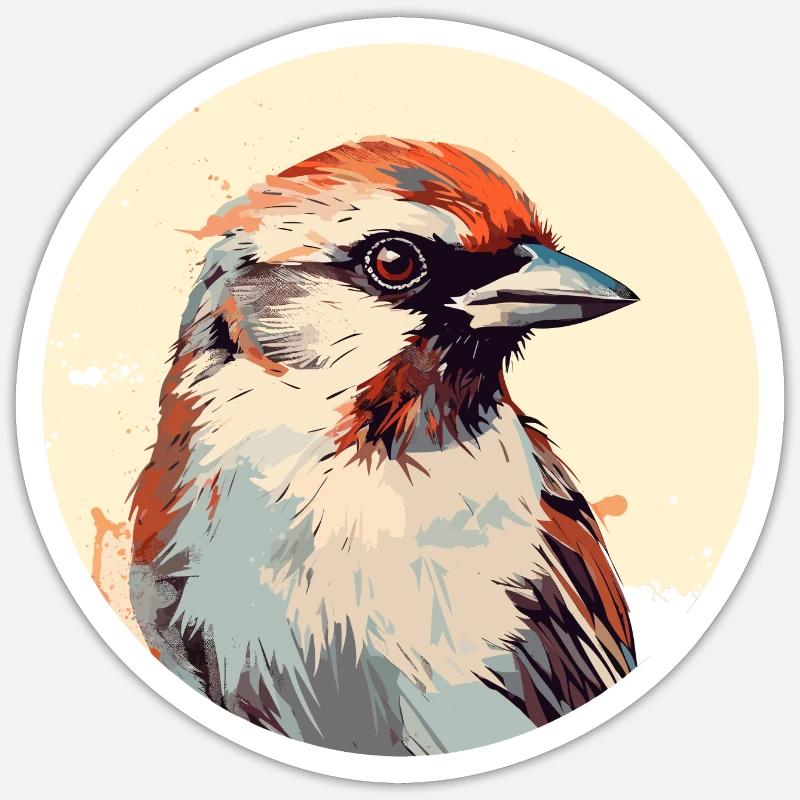 Haussperling - Sticker Größe S (10 x 10 cm) - Mattweiß