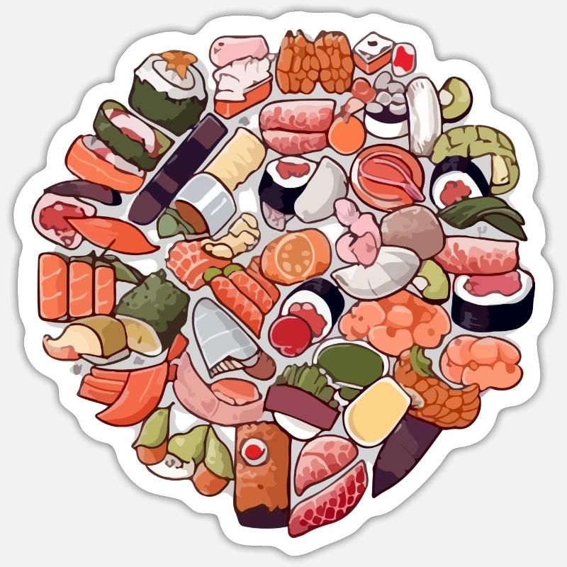 A sushi delight - Sticker size S (10 x 10 cm) - white matte
