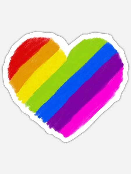 Pride Regenbogen Herz - Sticker Größe S (10 x 10 cm) - Mattweiß
