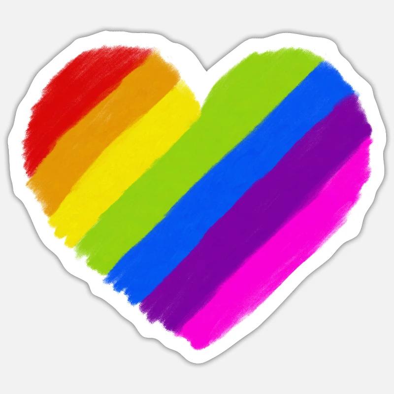 Pride Regenbogen Herz - Sticker Größe S (10 x 10 cm) - Mattweiß