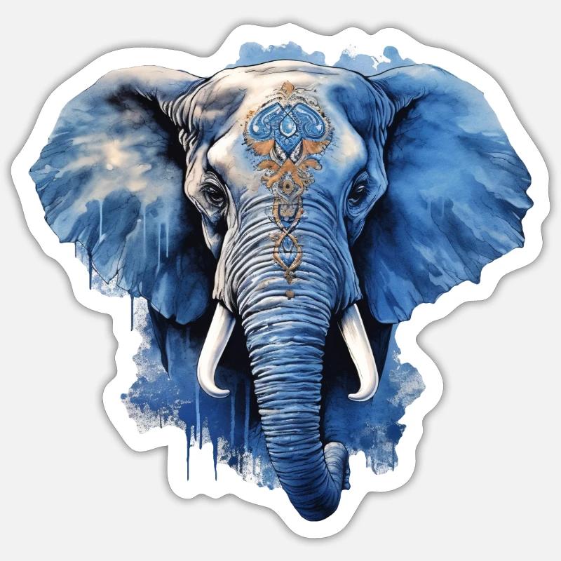 Éléphant - Sticker taille S (10 x 10 cm) - blanc mat