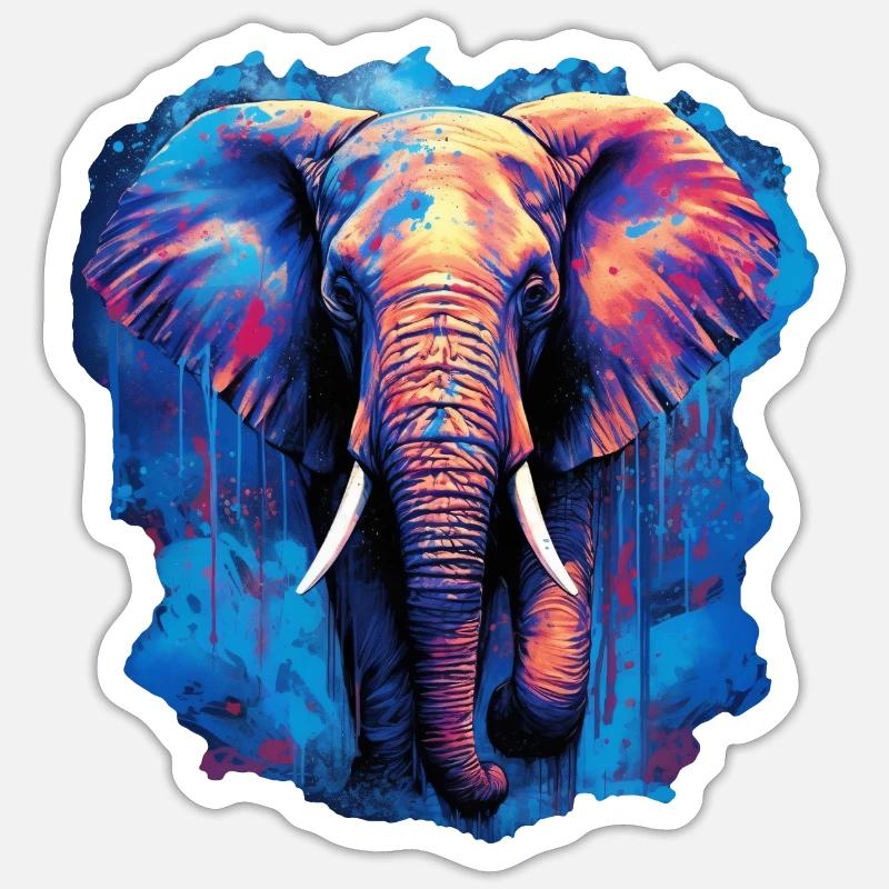 Éléphant - Sticker taille S (10 x 10 cm) - blanc mat