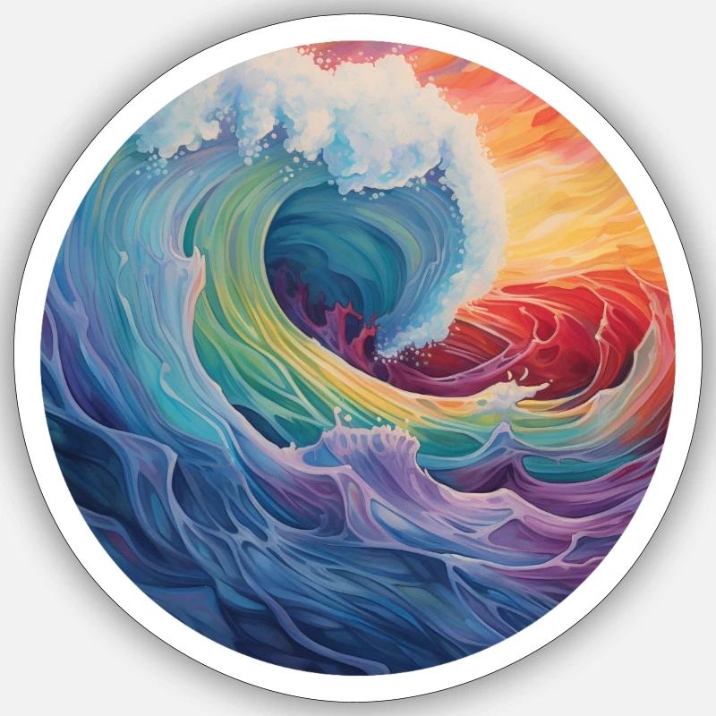 Vagues - Sticker taille S (10 x 10 cm) - blanc mat