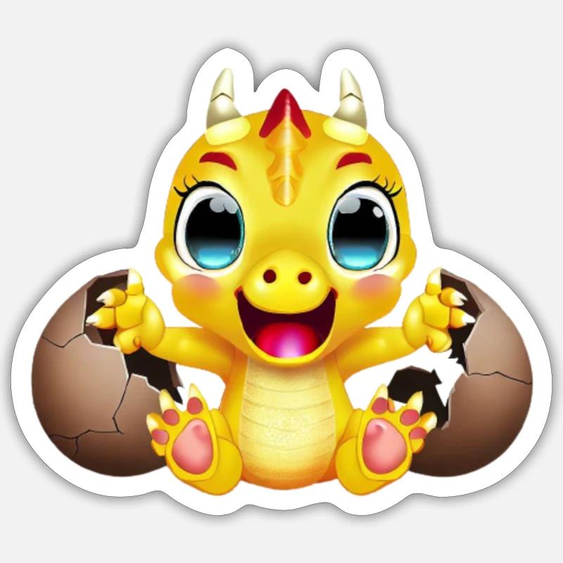 Bebe Dragon Mignon - Sticker taille S (10 x 10 cm) - blanc mat