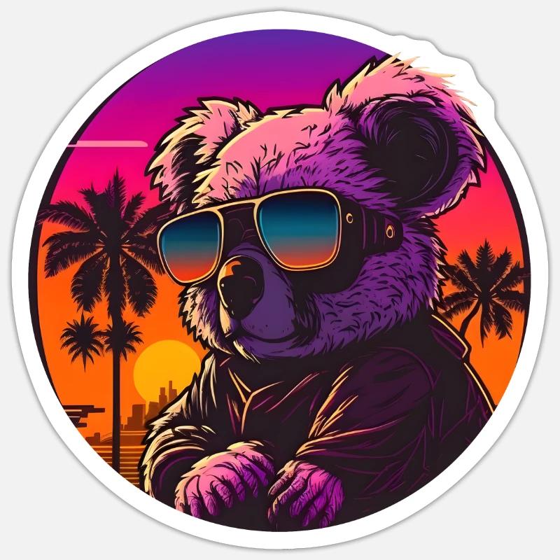 Synthwave Koala Sunset - Sticker size S (10 x 10 cm) - white matte